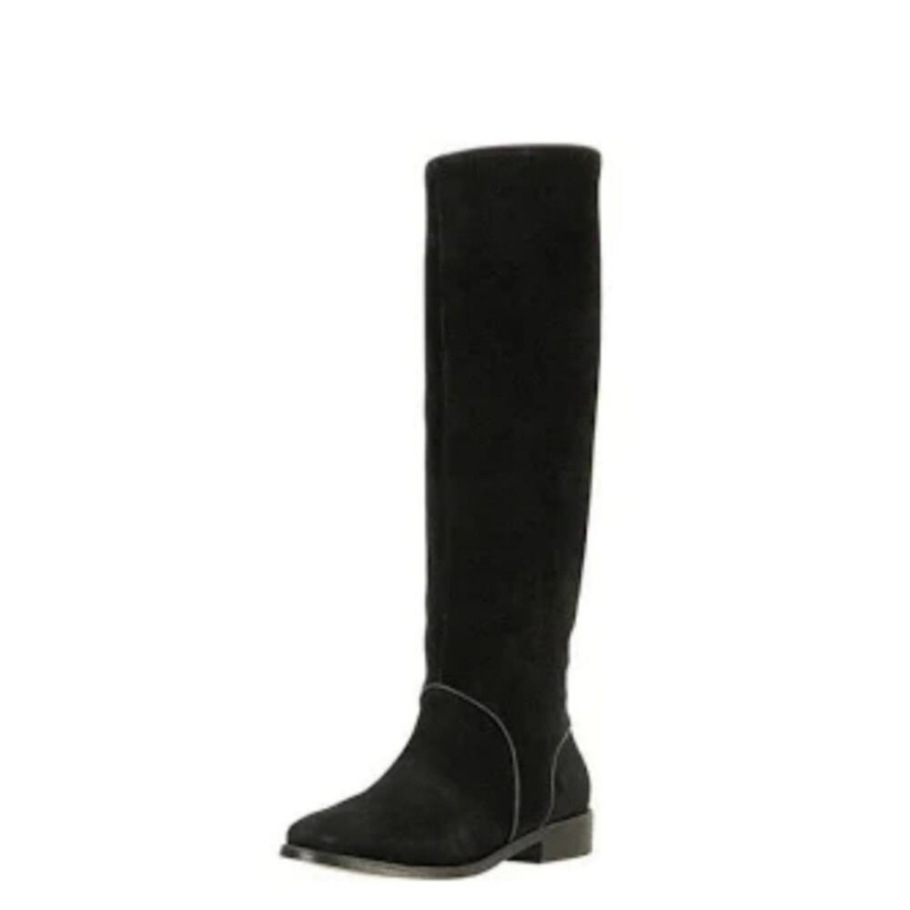 UGG Black Suede Knee-High Heeled Boots